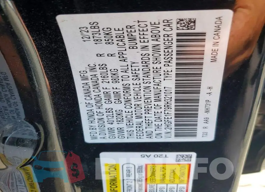 2HGFE1F79RH321017 Photo# 12