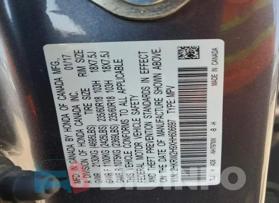 2HKRW2H9XHH606697 Photo# 13