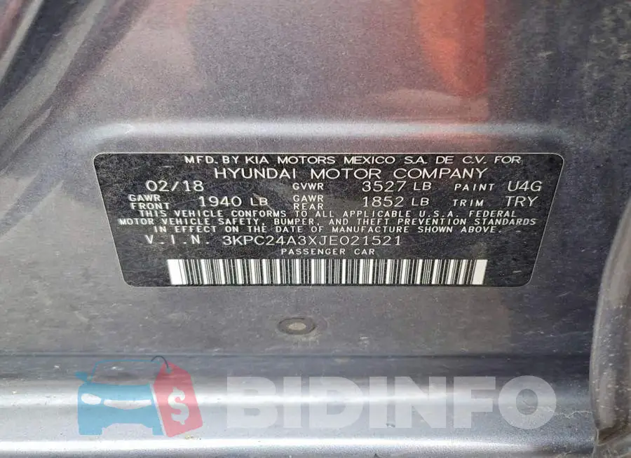 3KPC24A3XJE021521 Photo# 13