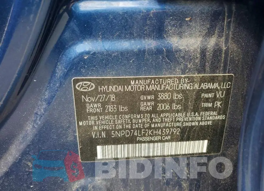 5NPD74LF2KH439792 Photo# 12