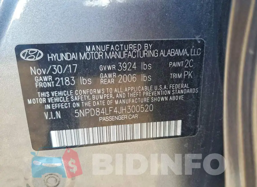 5NPD84LF4JH300520 Photo# 12