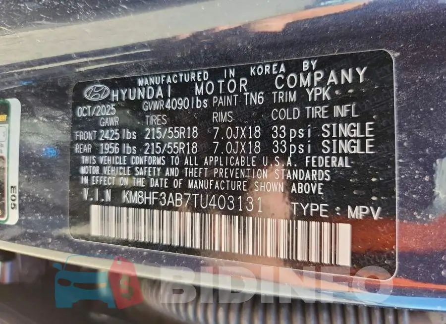 KM8HF3AB7TU403131 Photo# 14