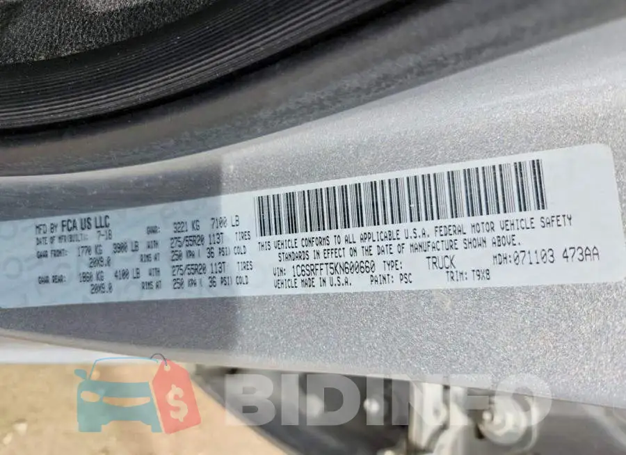 1C6SRFFT5KN600660 Photo# 12
