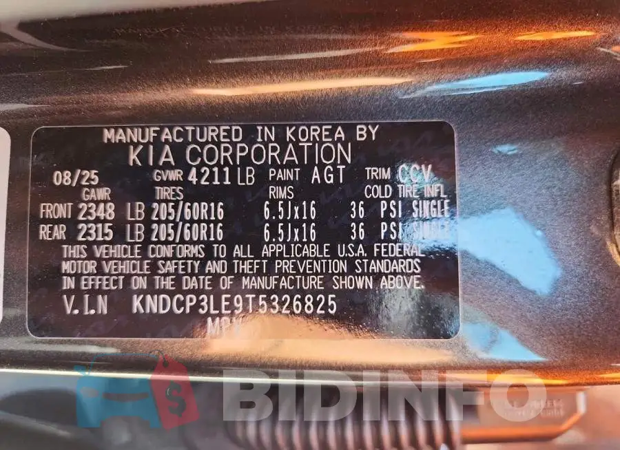 KNDCP3LE9T5326825 Photo# 13