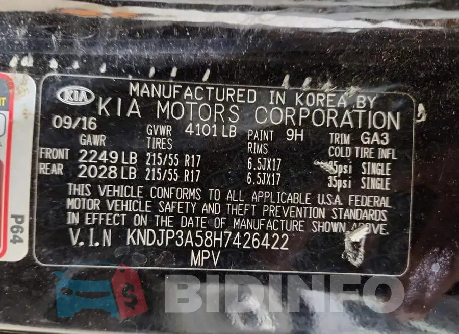 KNDJP3A58H7426422 Photo# 13
