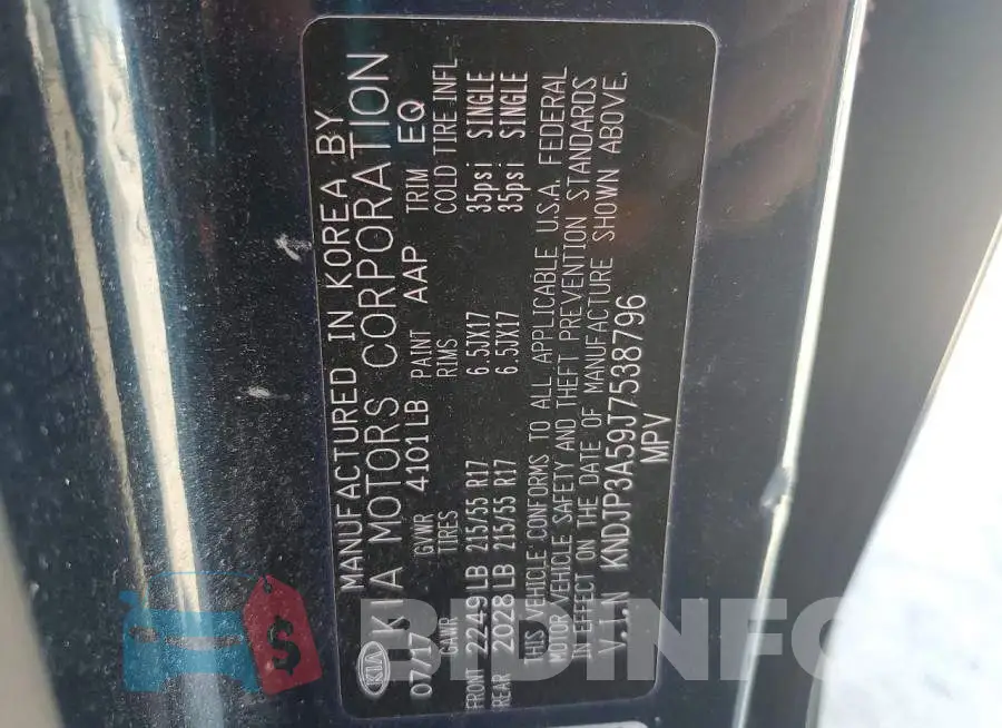 KNDJP3A59J7538796 Photo# 13