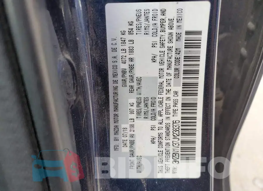 3MZBN1V37JM238376 Photo# 13