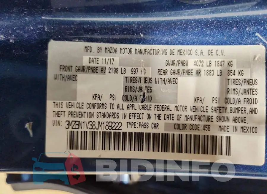 3MZBN1V38JM189222 Photo# 13