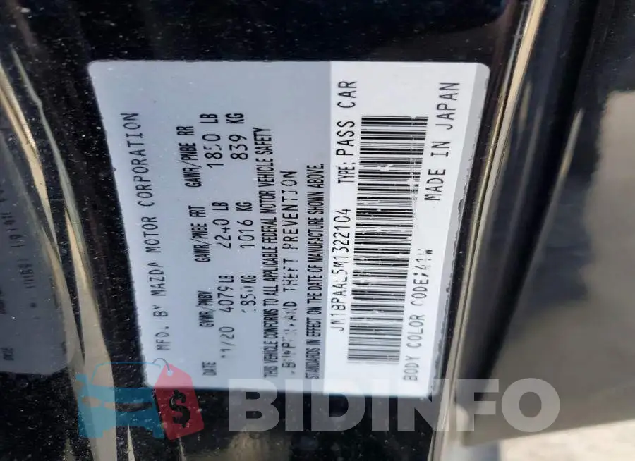 JM1BPAAL5M1322104 Photo# 12