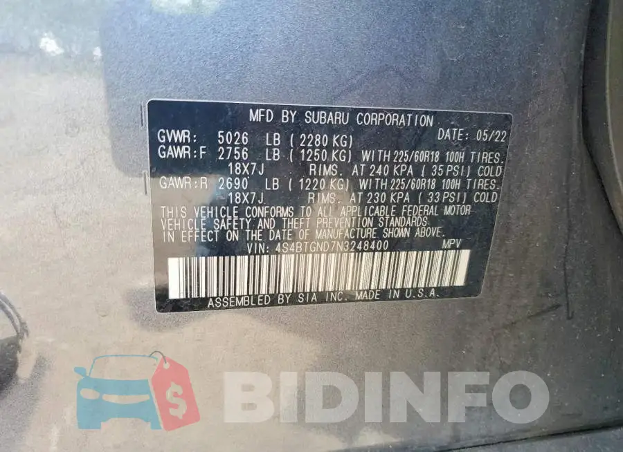 4S4BTGND7N3248400 Photo# 12