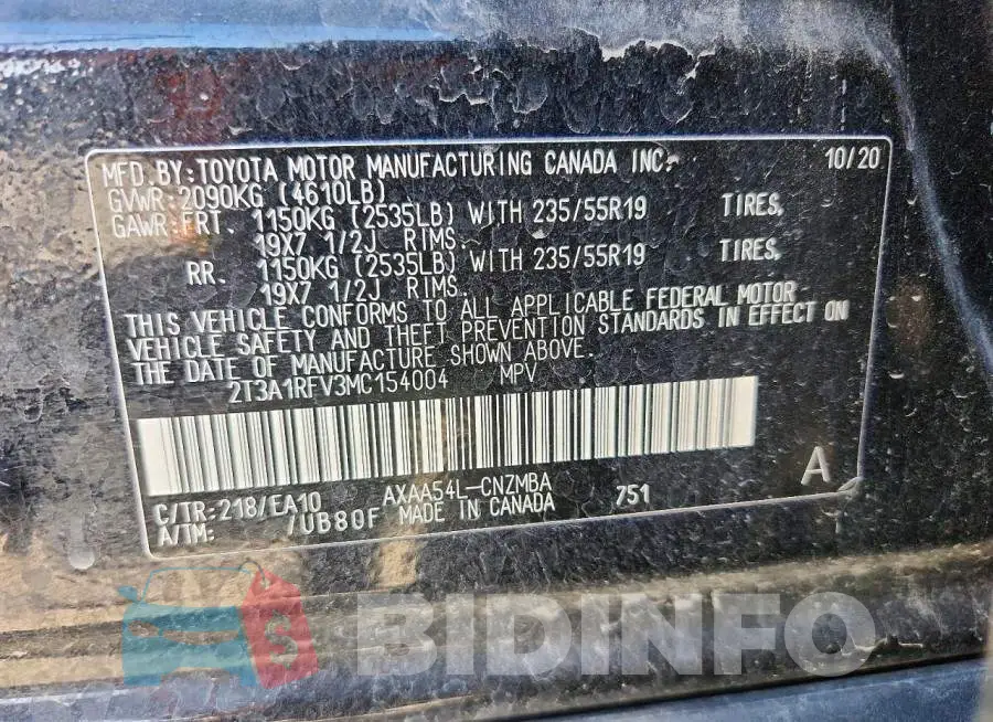 2T3A1RFV3MC154004 Photo# 13