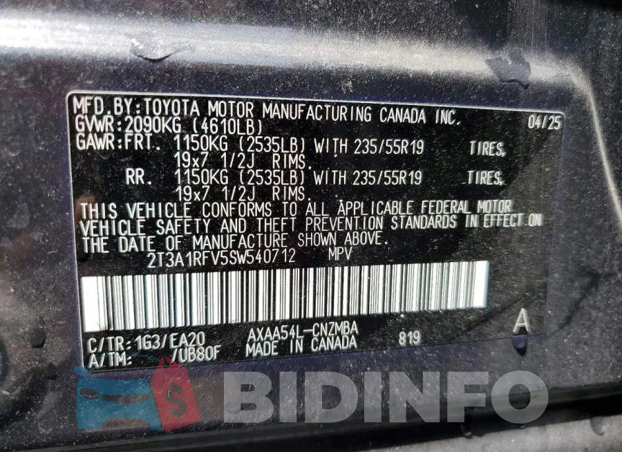 2T3A1RFV5SW540712 Photo# 12