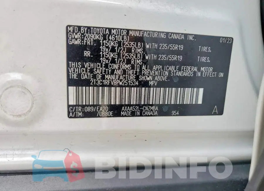 2T3C1RFV8PW251534 Photo# 13