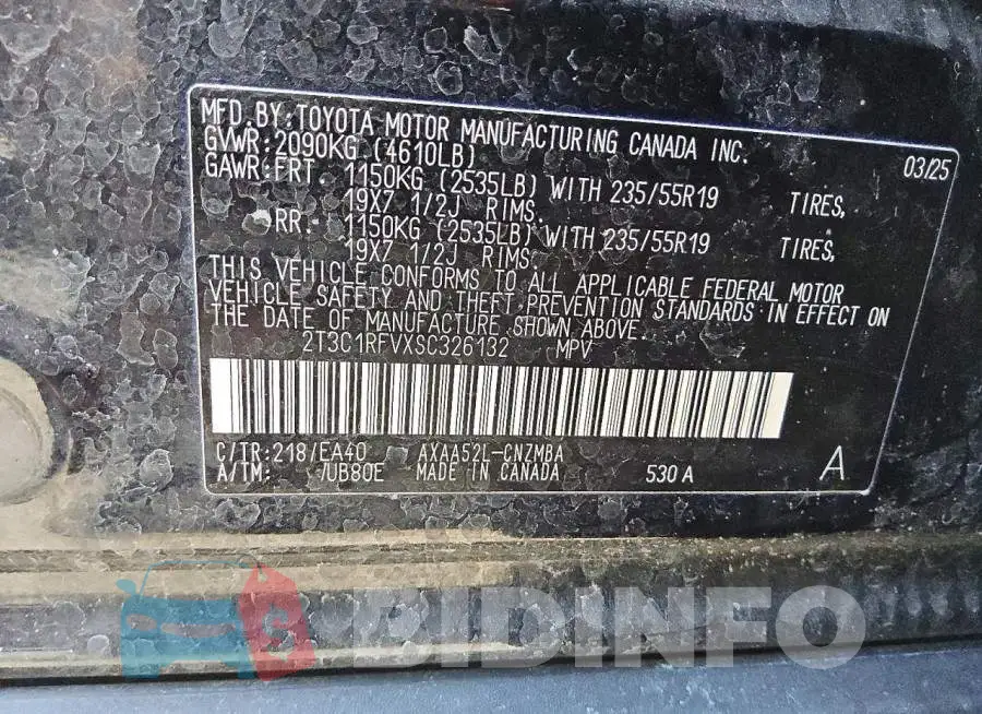 2T3C1RFVXSC326132 Photo# 13