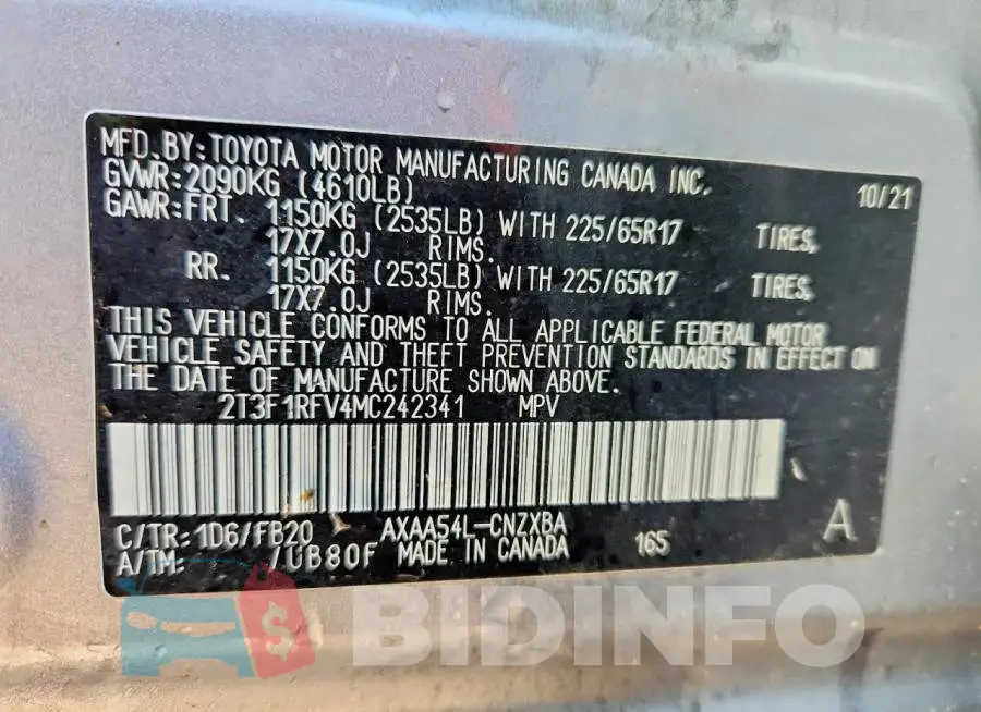 2T3F1RFV4MC242341 Photo# 13