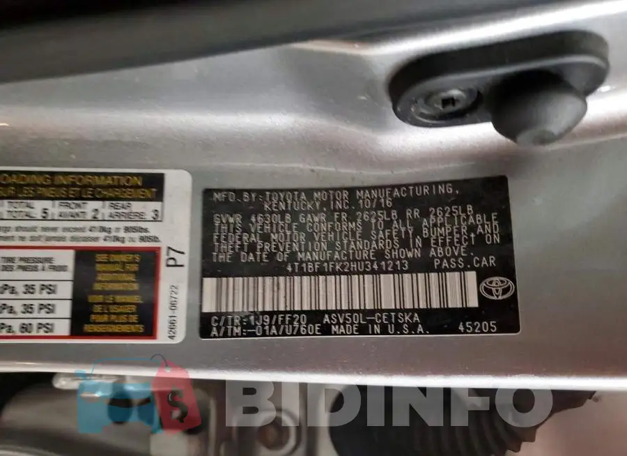 4T1BF1FK2HU341213 Photo# 12