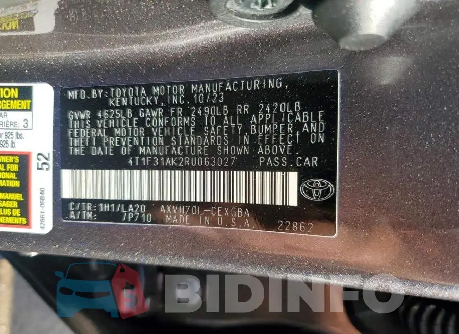 4T1F31AK2RU063027 Photo# 12