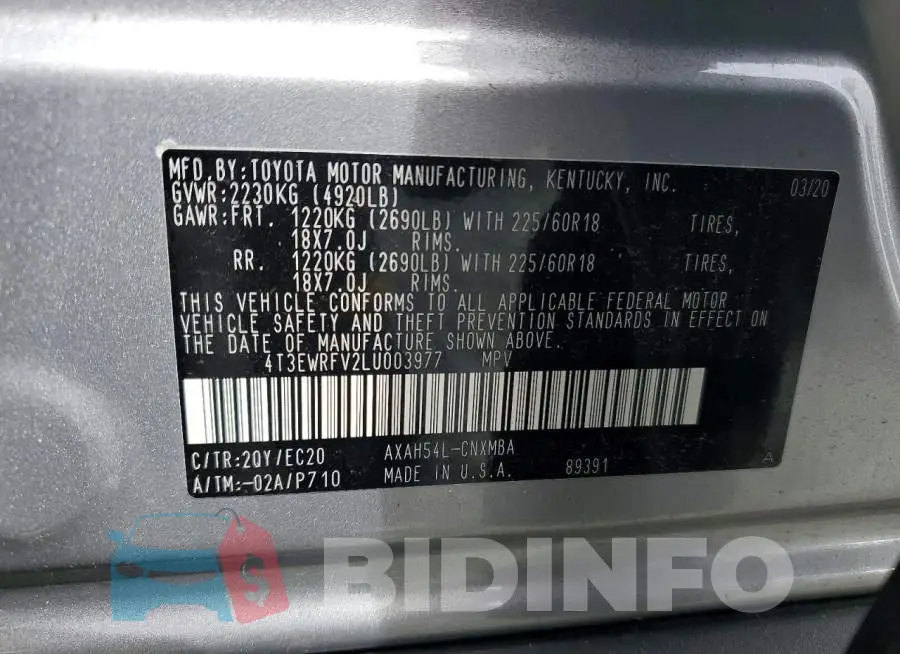 4T3EWRFV2LU003977 Photo# 14