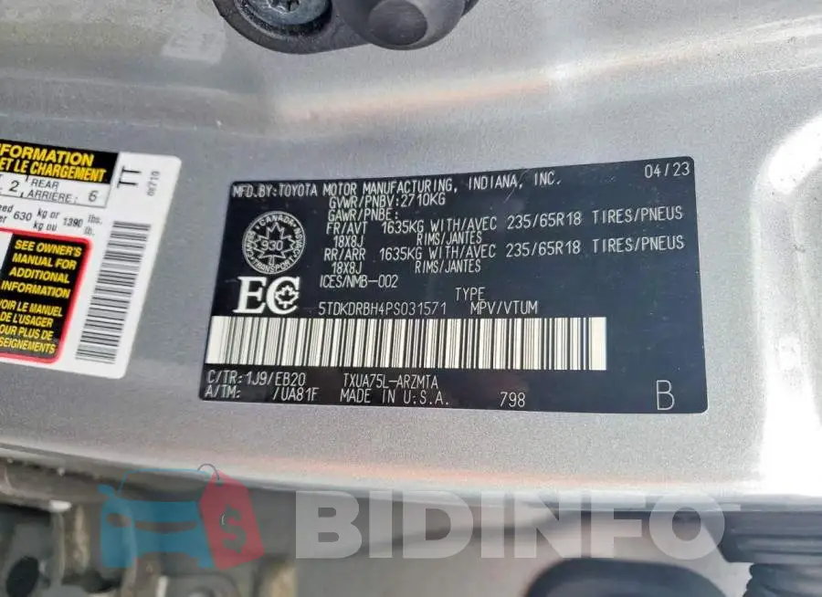 5TDKDRBH4PS031571 Photo# 14