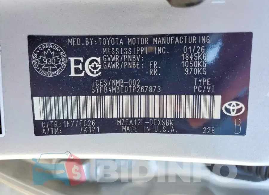 5YFB4MBE0TP267873 Photo# 12