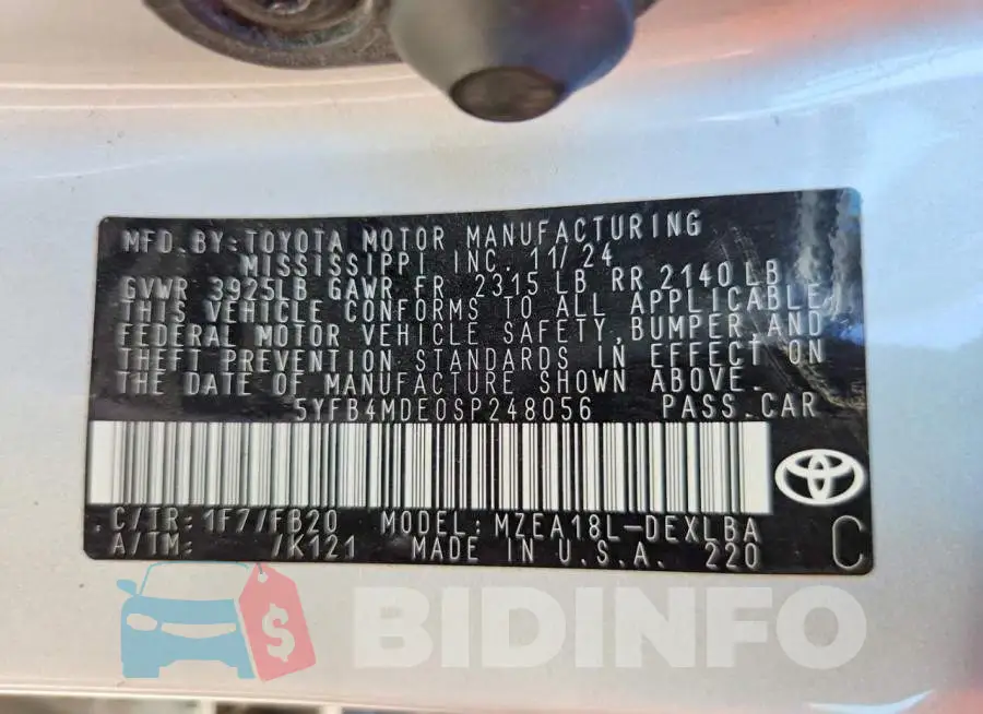 5YFB4MDE0SP248056 Photo# 12