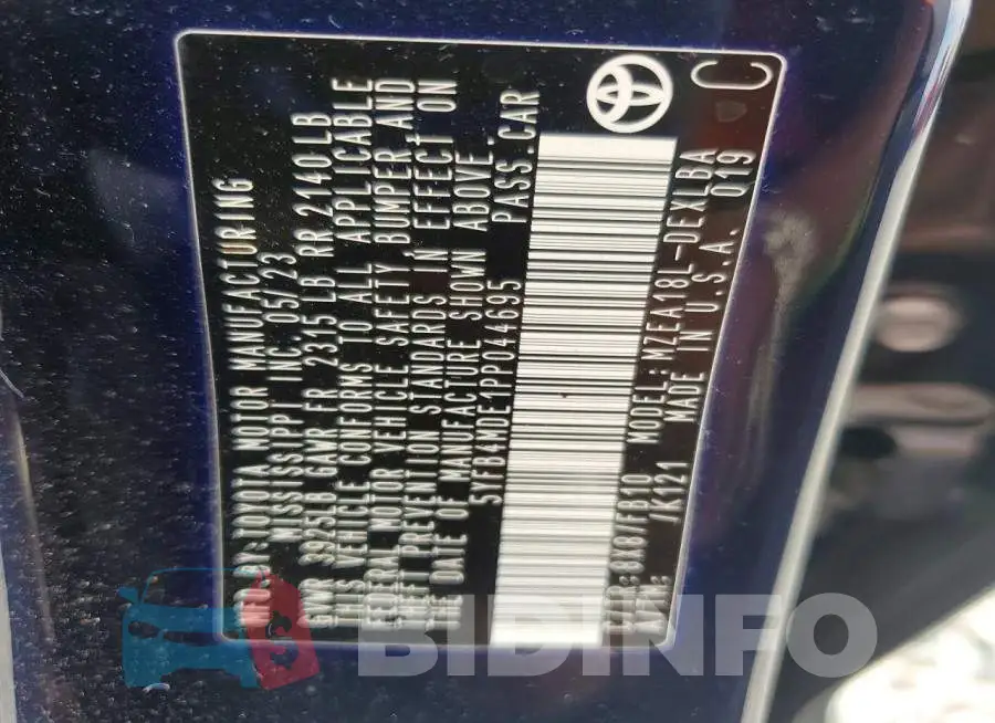 5YFB4MDE1PP044695 Photo# 12