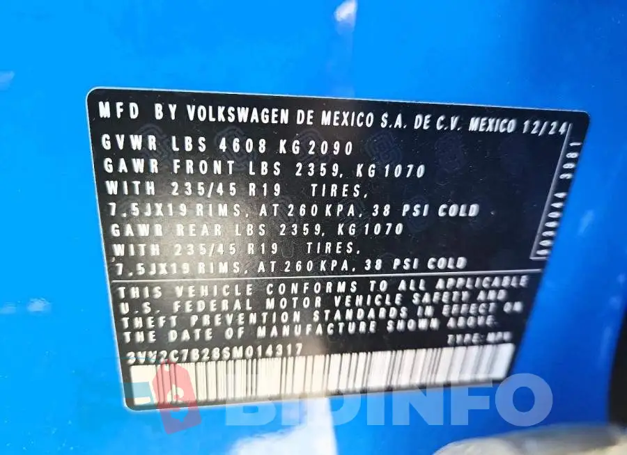 3VV2C7B28SM014317 Photo# 13