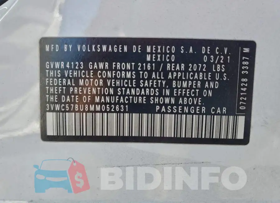 3VWC57BU8MM052631 Photo# 12