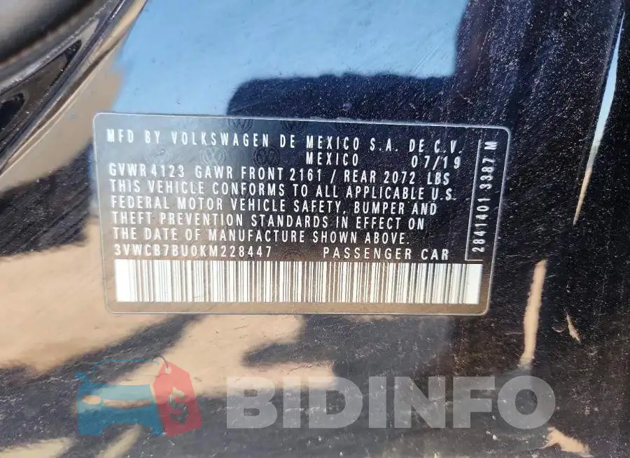3VWCB7BU0KM228447 Photo# 12