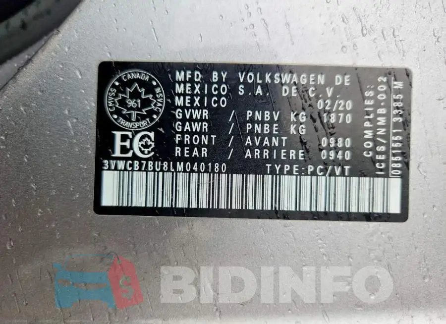 3VWCB7BU8LM040180 Photo# 12