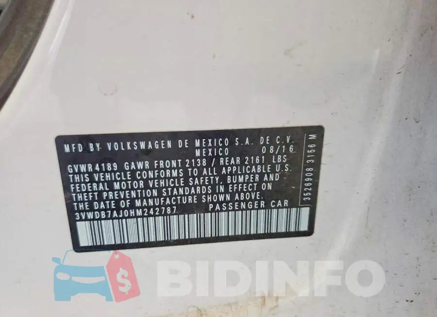 3VWDB7AJ0HM242787 Photo# 12