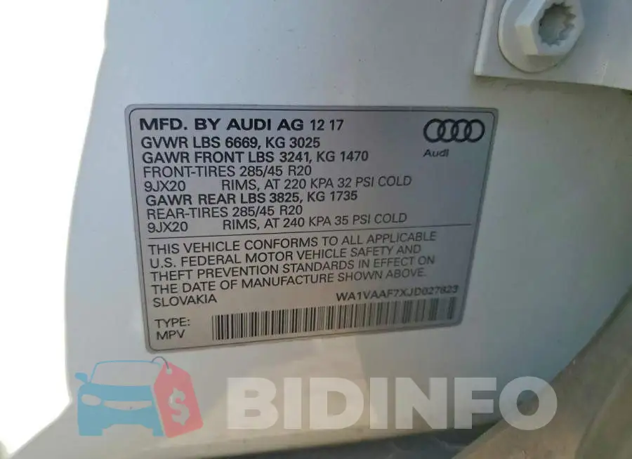WA1VAAF7XJD027823 Photo# 13