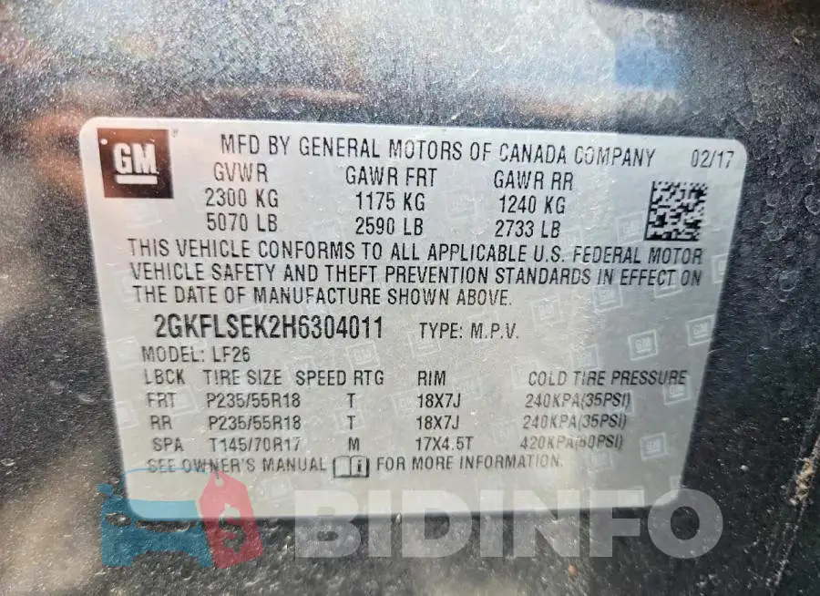 2GKFLSEK2H6304011 Photo# 14