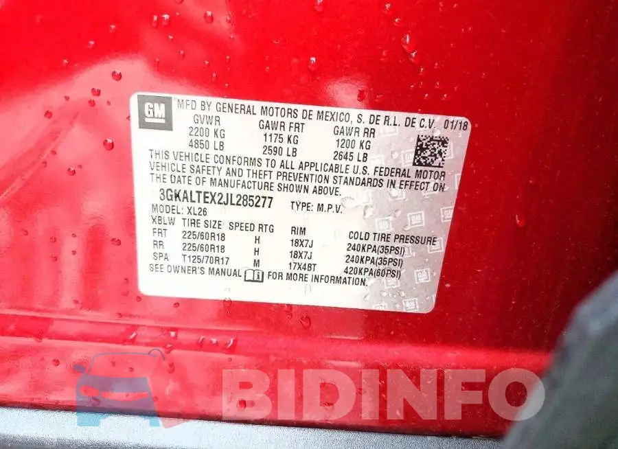 3GKALTEX2JL285277 Photo# 13