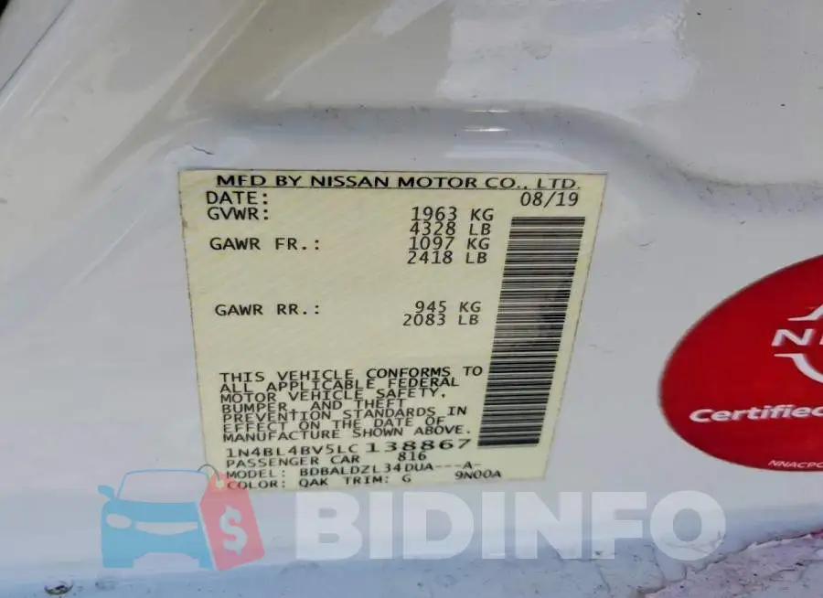 1N4BL4BV5LC138867 Photo# 12