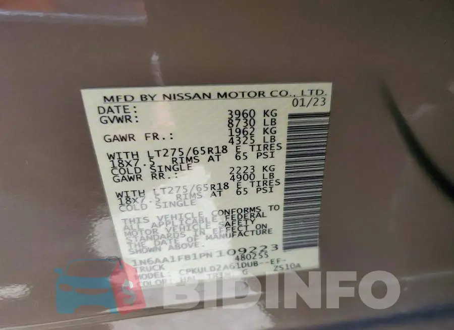 1N6AA1FB1PN109223 Photo# 12