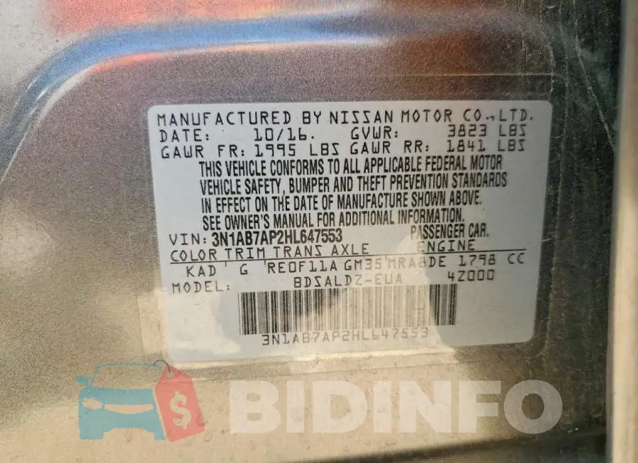 3N1AB7AP2HL647553 Photo# 12