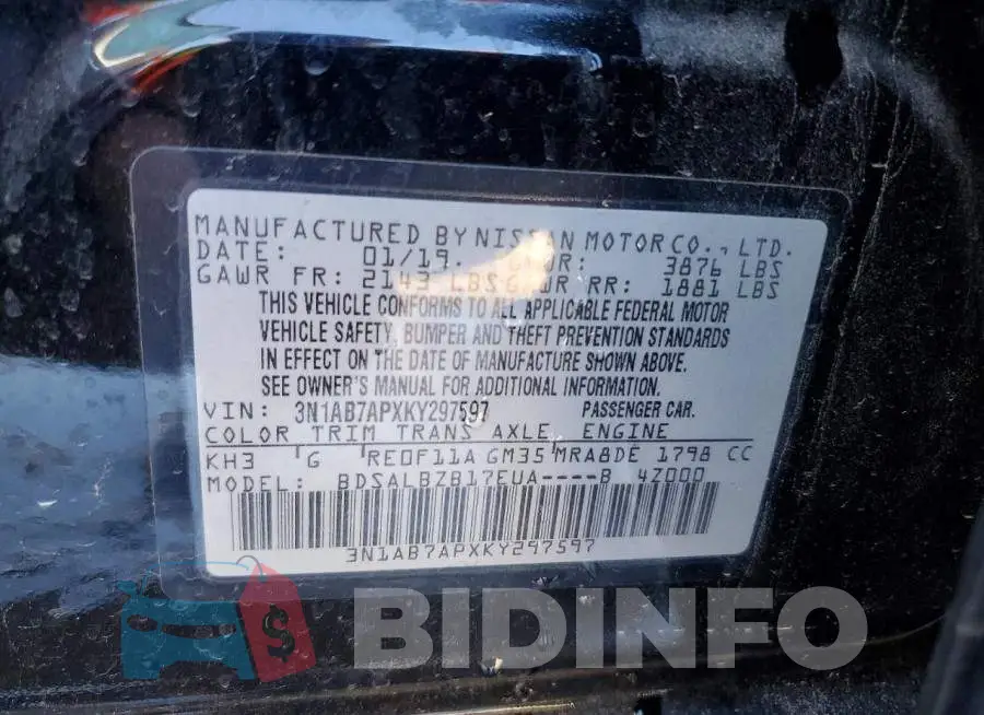 3N1AB7APXKY297597 Photo# 12
