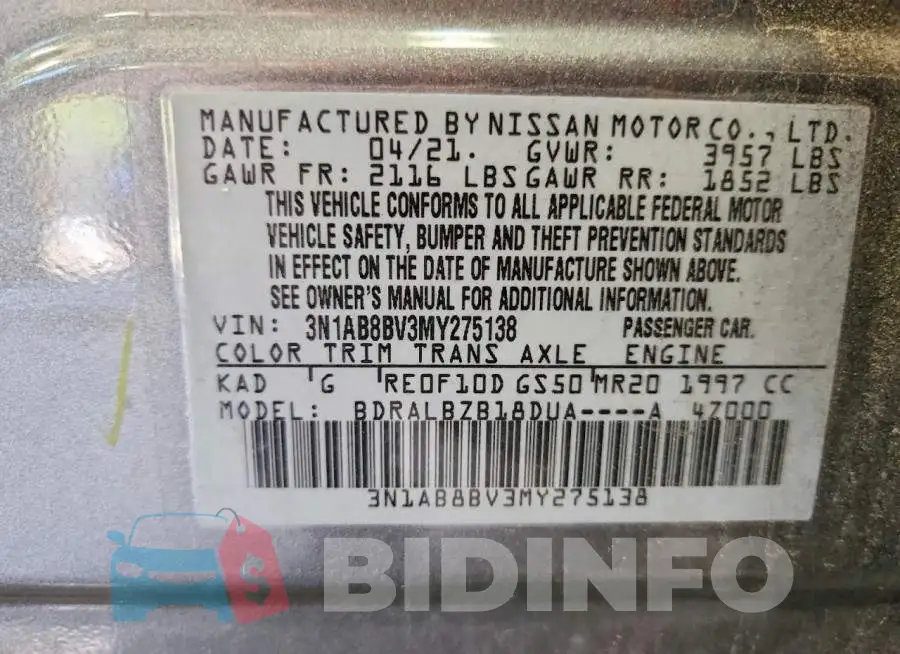 3N1AB8BV3MY275138 Photo# 12