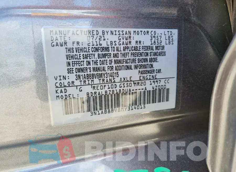 3N1AB8BV8MY314015 Photo# 13