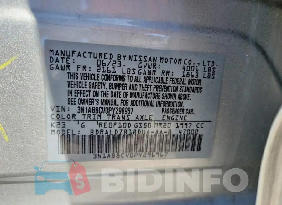 3N1AB8CV0PY296967 Photo# 12