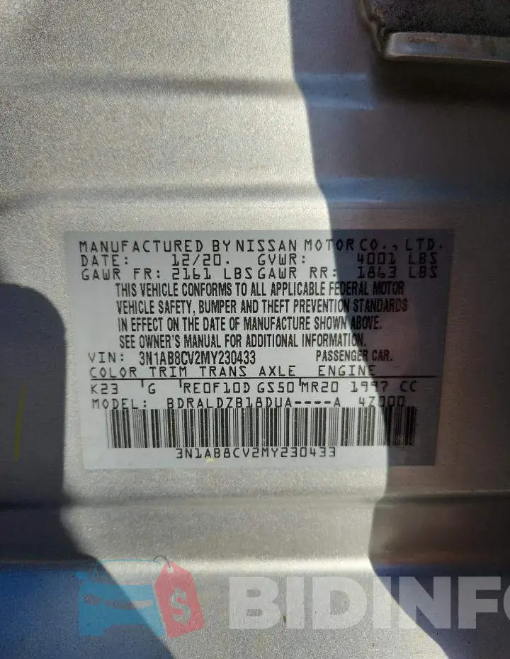 3N1AB8CV2MY230433 Photo# 12