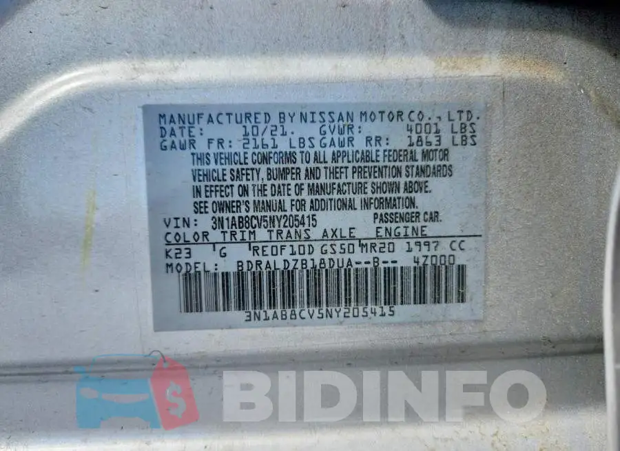 3N1AB8CV5NY205415 Photo# 12