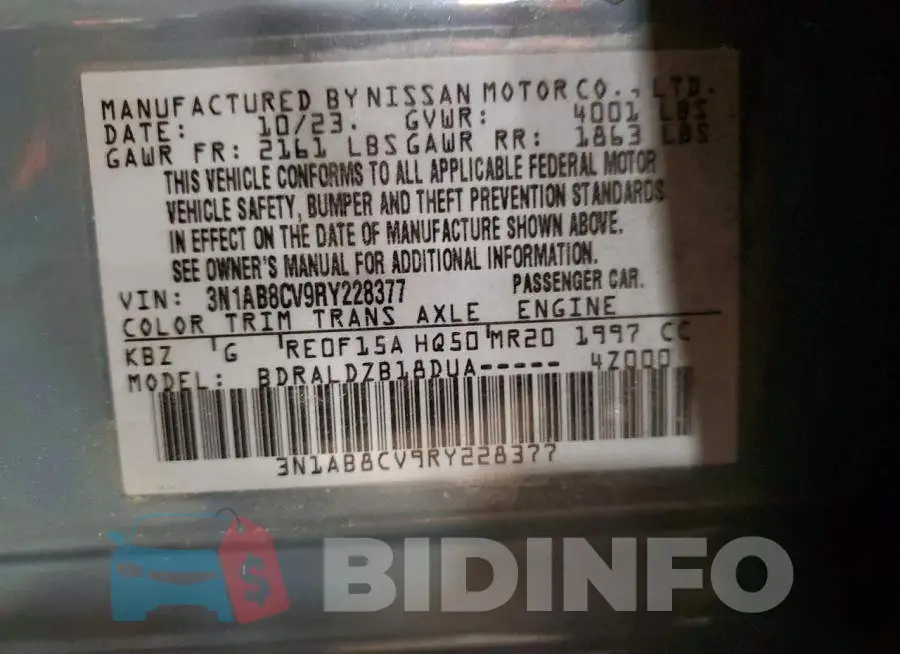 3N1AB8CV9RY228377 Photo# 13
