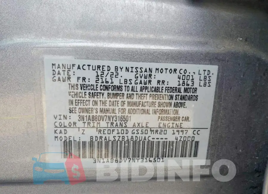3N1AB8DV7NY316501 Photo# 13