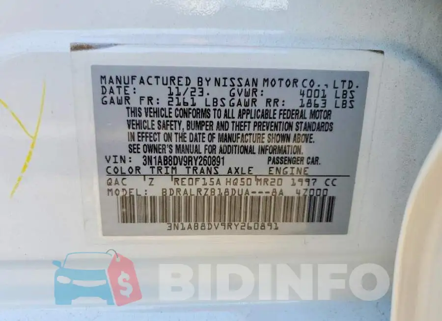 3N1AB8DV9RY260891 Photo# 13