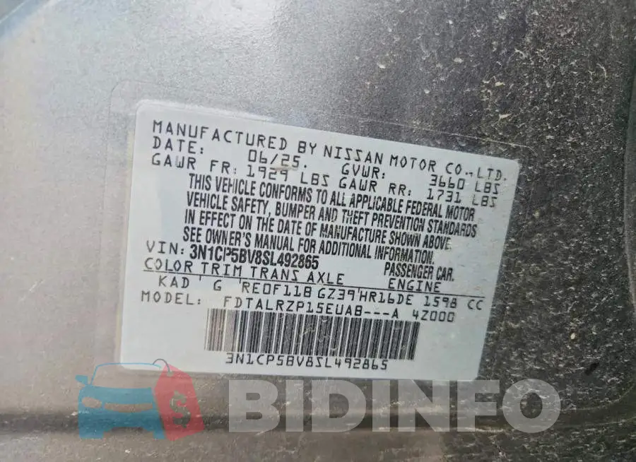 3N1CP5BV8SL492865 Photo# 12