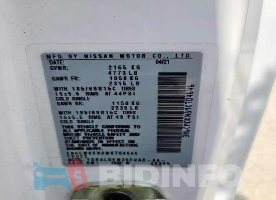 3N6CM0KN8MK704646 Photo# 13