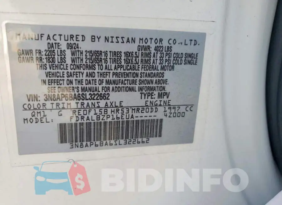 3N8AP6BA6SL322662 Photo# 13