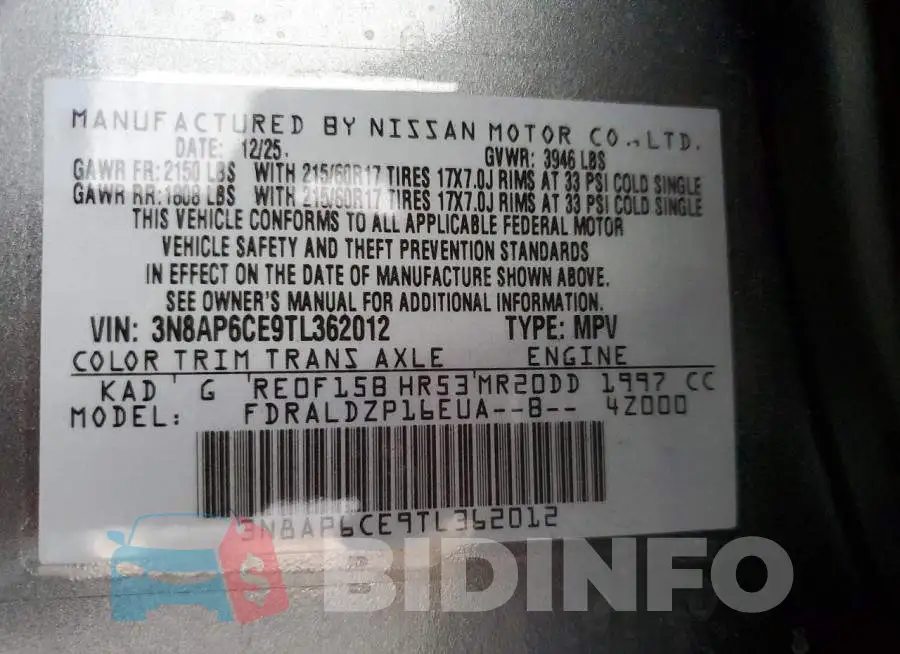 3N8AP6CE9TL362012 Photo# 13